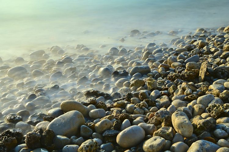Île d'Oléron Pose longue Ecume Vagues Brumeux Sable Galets Décembre