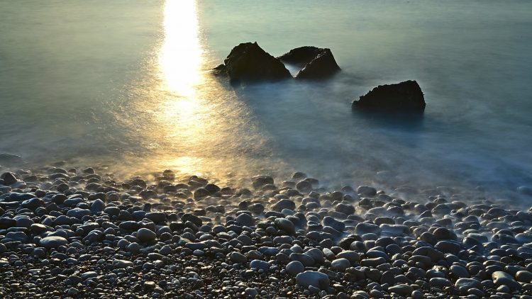 Île d'Oléron Pose longue Ecume Vagues Brumeux Sable Galets Décembre