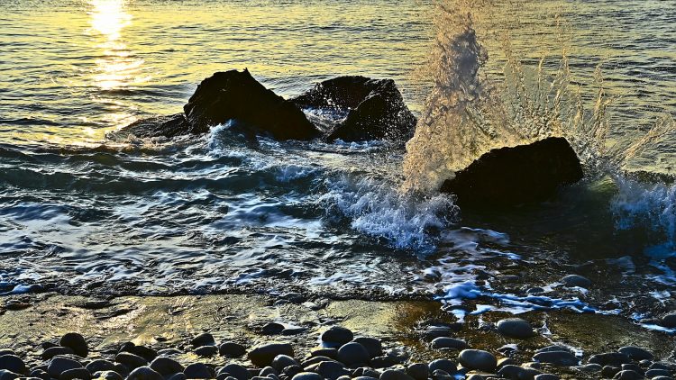 Île d'Oléron Pose longue Ecume Vagues Brumeux Sable Galets Décembre
