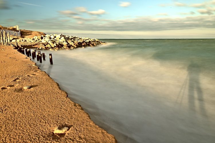 Île d'Oléron Pose longue Ecume Vagues Brumeux Sable Galets Décembre