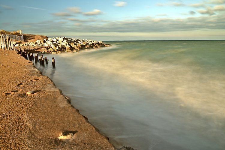 Île d'Oléron Pose longue Ecume Vagues Brumeux Sable Galets Décembre