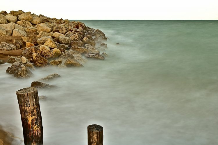 Île d'Oléron Pose longue Ecume Vagues Brumeux Sable Galets Décembre