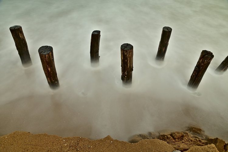 Île d'Oléron Pose longue Ecume Vagues Brumeux Sable Galets Décembre