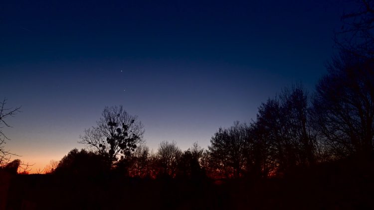 Astrophotographie, Vénus, Jupiter, Crépuscule, rapprochement