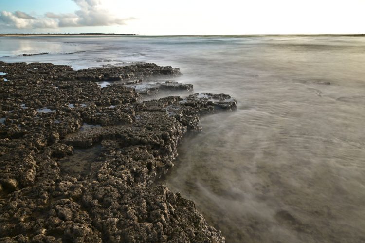 mer, océan, rocher, écume, pose longue, pose lente, île d'Oléron, flou