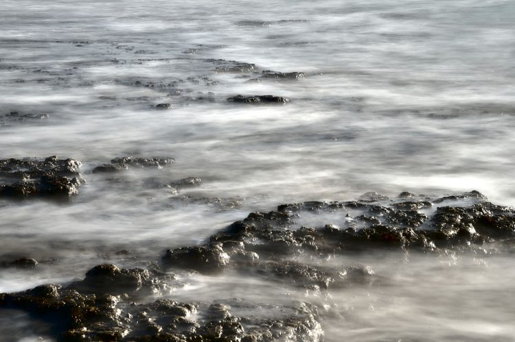 mer, océan, rocher, écume, pose longue, pose lente, île d'Oléron, flou